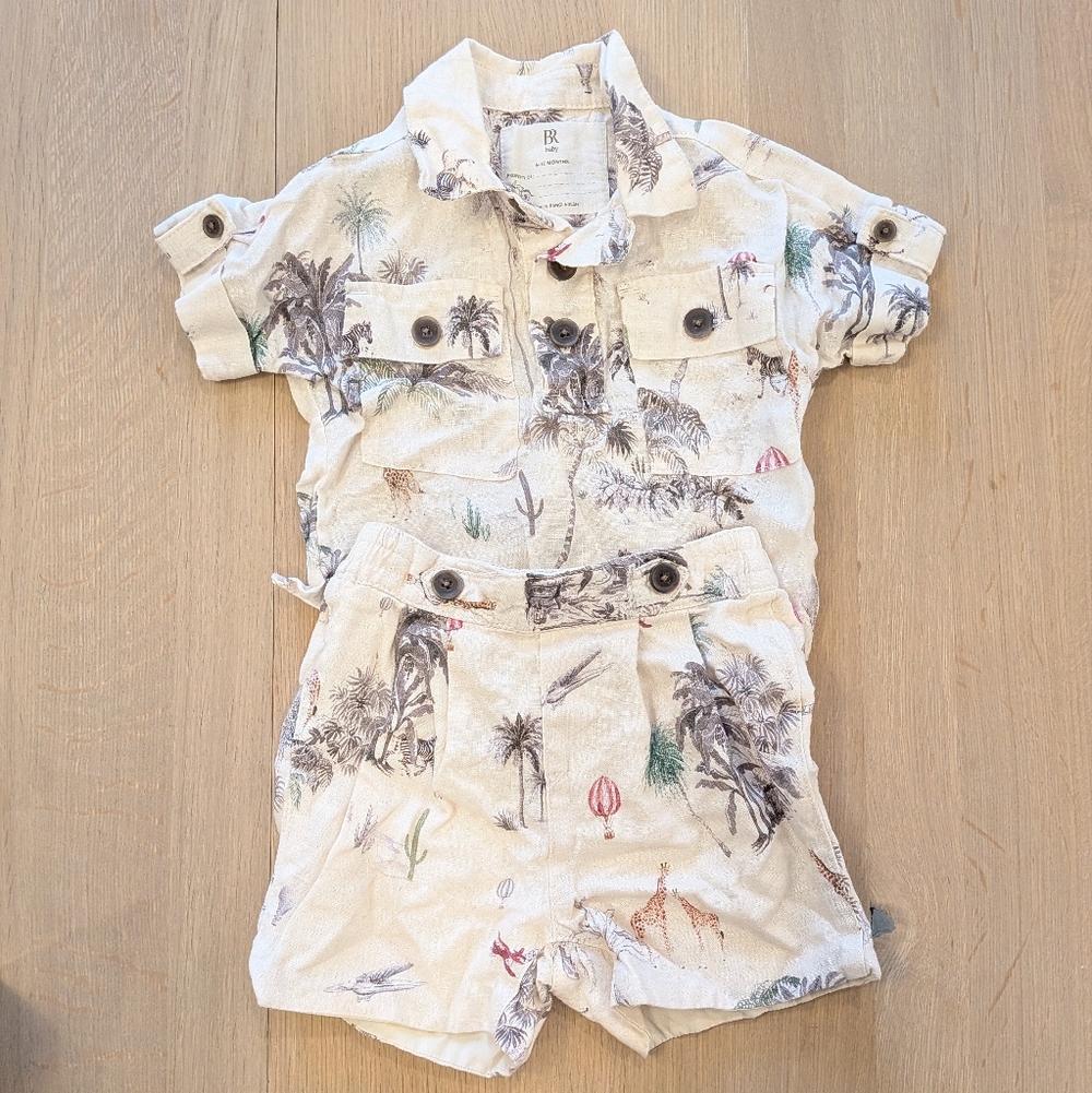 Banana Republic Kids' Safari Print Linen Shirt & Shorts Set